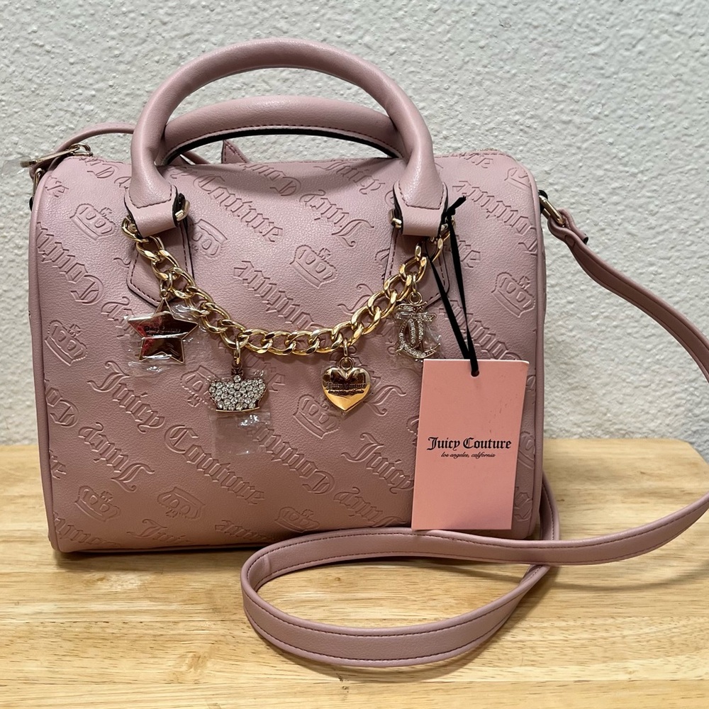 Juicy Couture "Not Your Babe" Satchel Dusty Blush Embossed Crossbody Bag